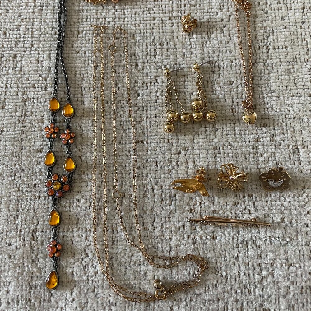 Lot of Gold Color Costume Jewelry